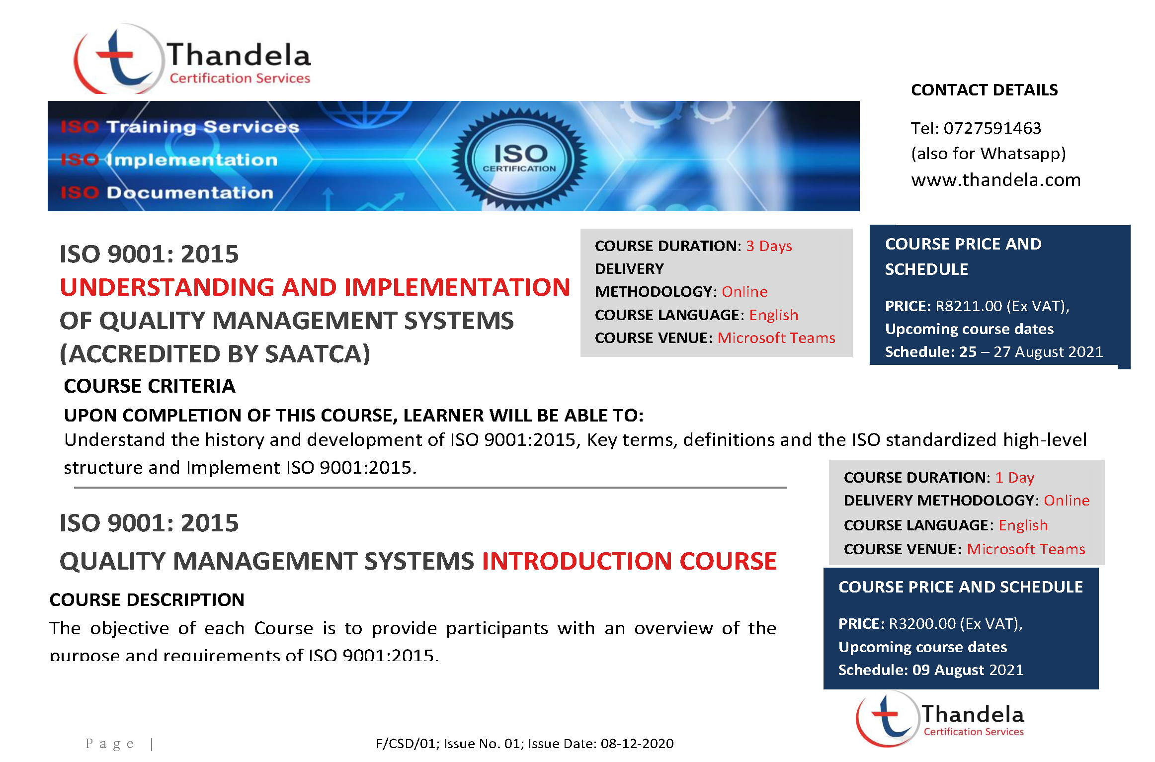 Thandela Certification Services - Online Courses